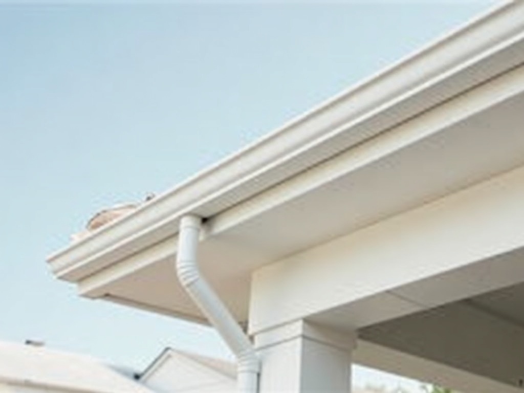 Freshly repaired and replaced soffit panels showing professional clean finish